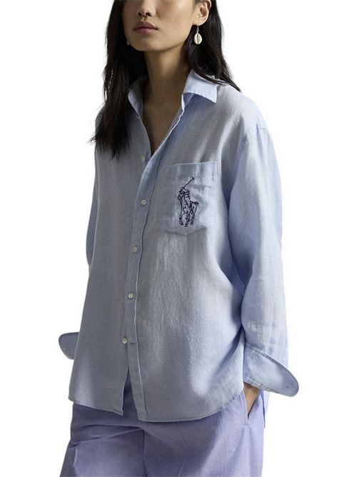camicia donna con big pony azzurro Ralph Lauren | 211A12786002